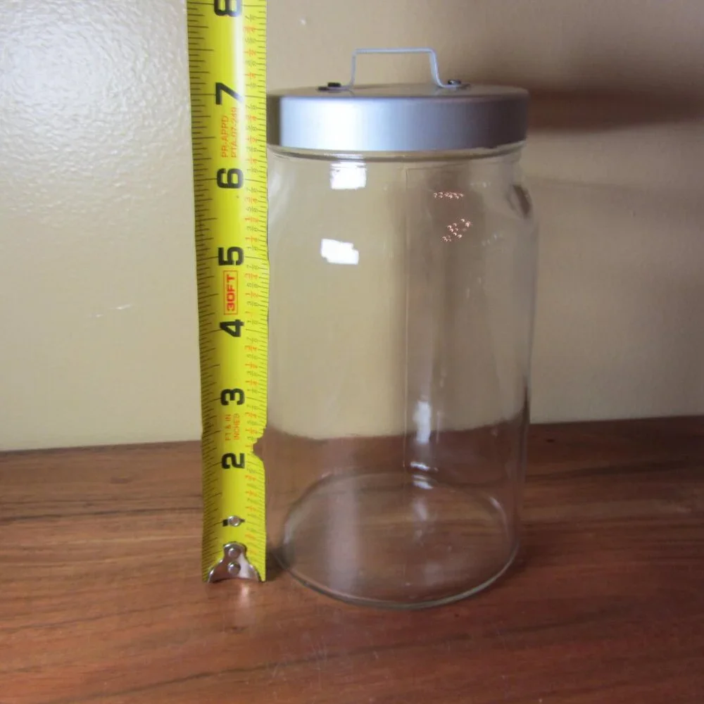 glass storage container ikea with metal lid (H168)